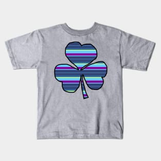 Shamrock Blue Stripes for St Patricks Day Kids T-Shirt